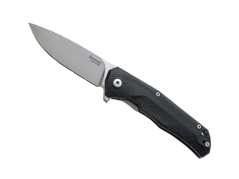 Couteau pliant Lionsteel TRE - manche recto G10 noir / verso titanium gris