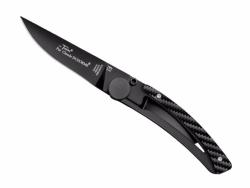 Couteau Le Thiers Liner Lock C. Dozorme full black  - manche 10.5 cm fibre de carbone