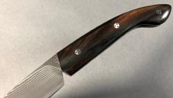 Couteau l'Ariégeois damas Suminagashi ébène de Mun par la coutellerie Savignac