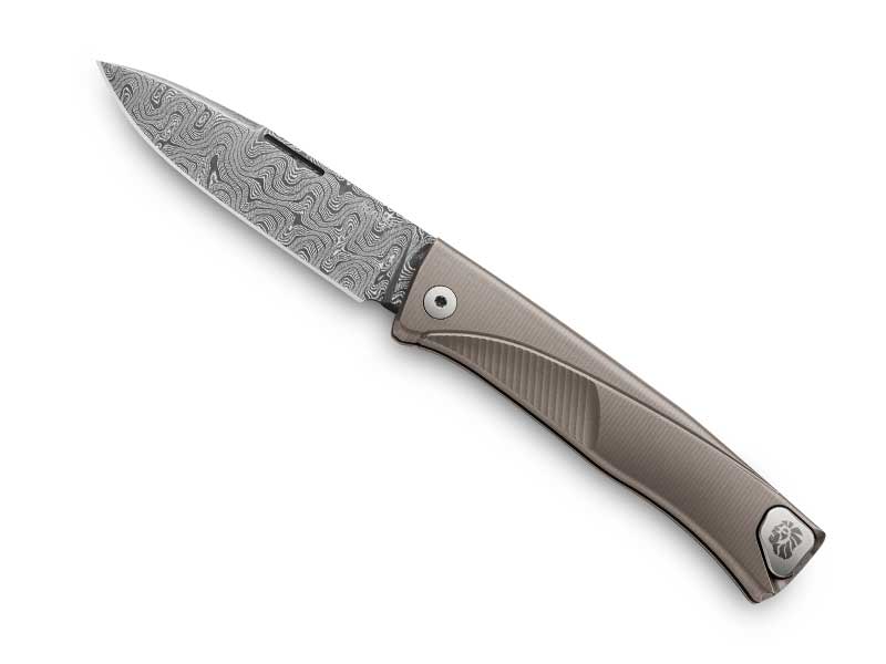 Couteau pliant LIONSTEEL THRILL - manche monobloc SOLID® 10 cm titanium