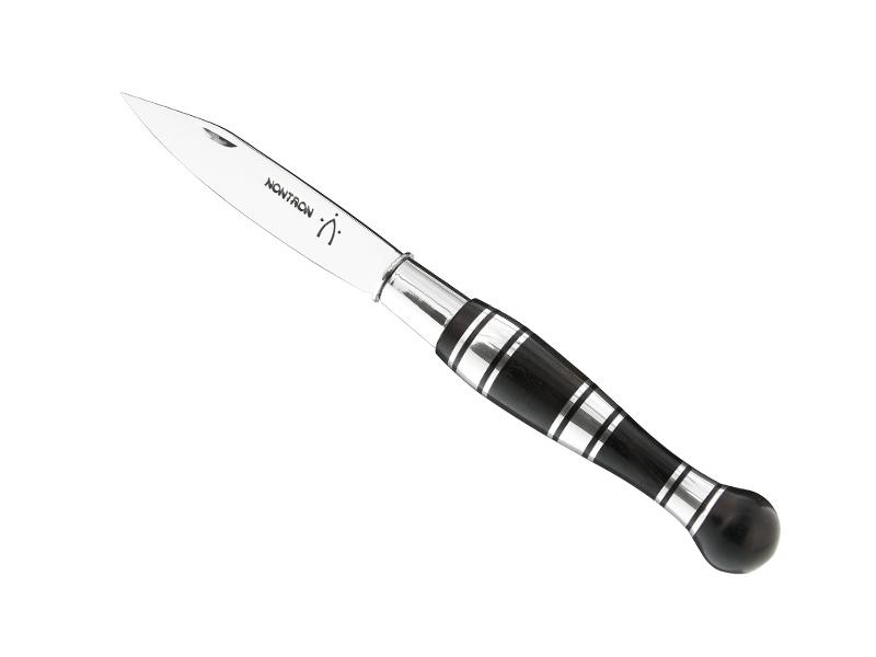 Couteau pliant NONTRON N° 25 - manche boule 12 cm marqueterie ébène/aluminium