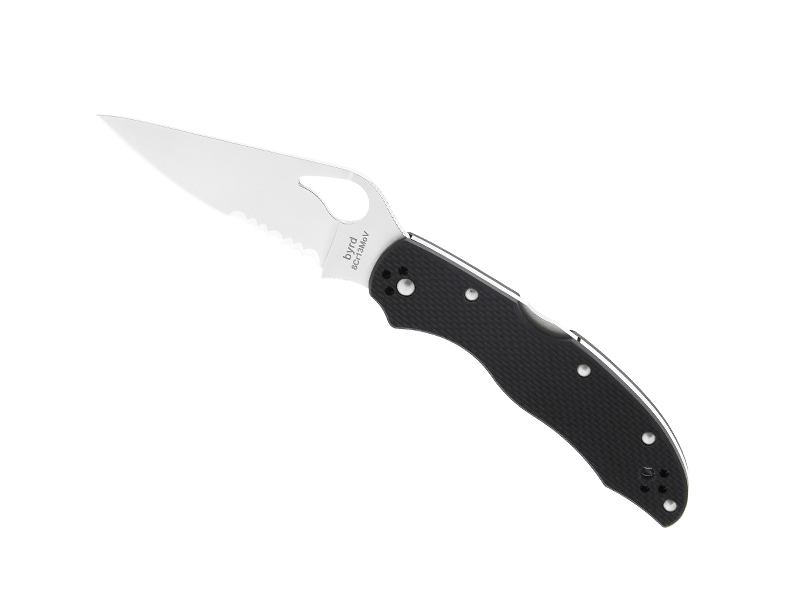 Couteau pliant Byrd Harrier 2 lame semi-dentée- manche 11 cm G10 noir