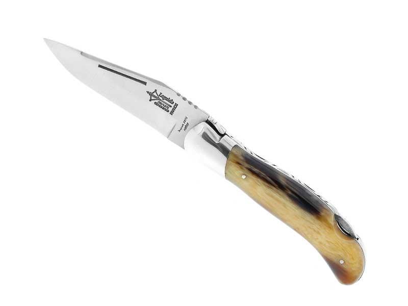 Couteau pliant chasse Lagiole G.David - manche 12 cm façon corne blonde