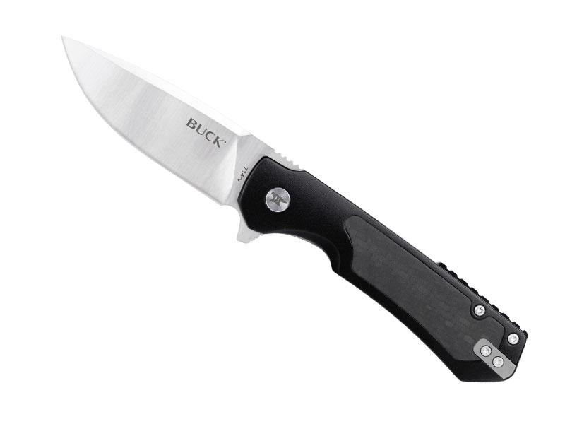 Couteau Buck Stinger - manche 11 cm alu noir + fibre de carbone