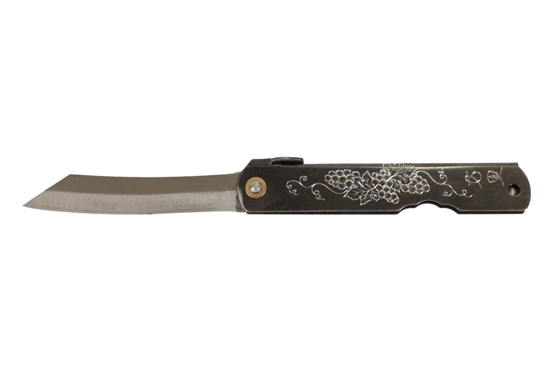Couteau japonais Higonokami gravé par Mali Irié - Raisin