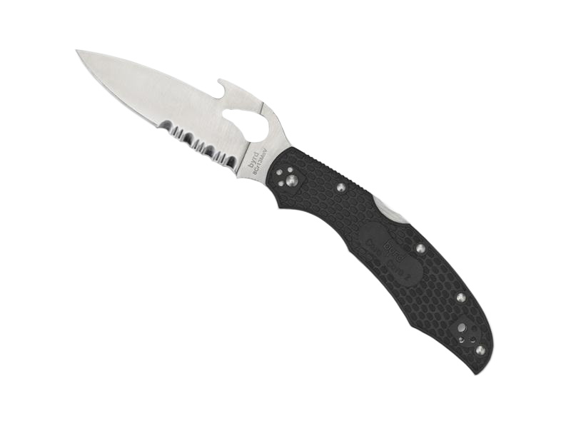 Couteau Byrd Cara Cara 2 wave lame semi-dentée - manche 12 cm nylon/fibre de verre noir