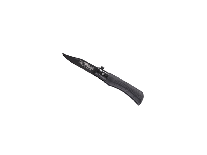 Couteau Old Bear Total black taille XS - manche 9 cm bois d'ayous stratifié noir