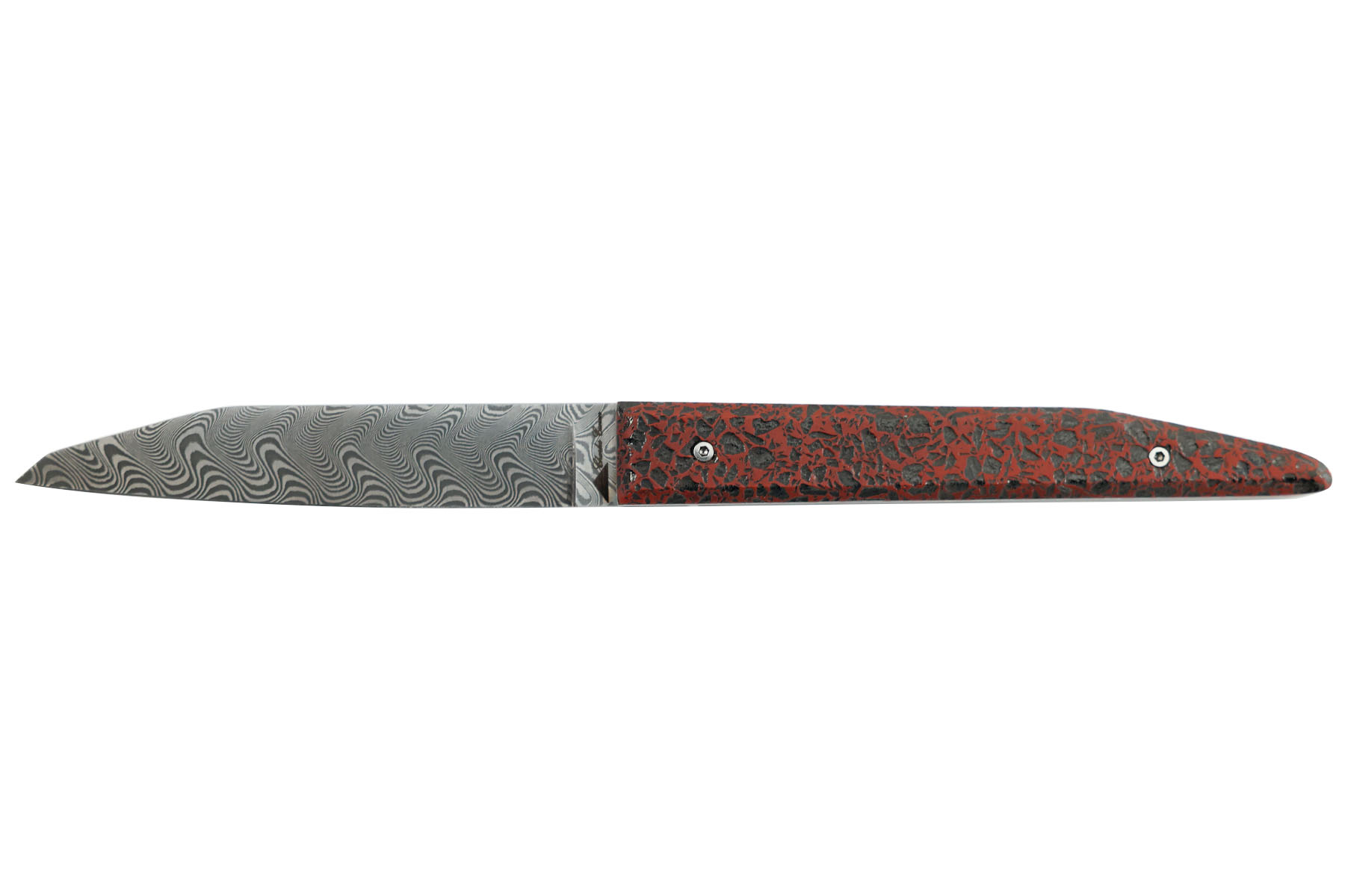 Couteau pliant par Charles Canon manche en Charbon Ardent "Le Terril" Damasteel