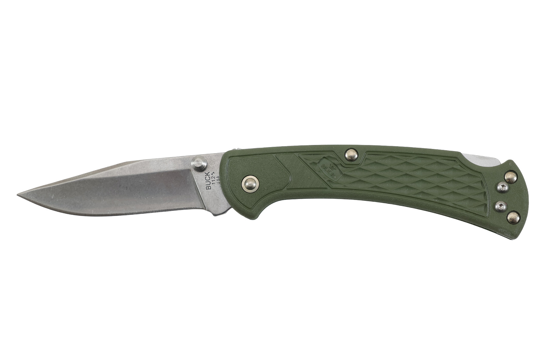 Couteau Buck 112 Ranger Slim Select - manche 11 cm nylon vert