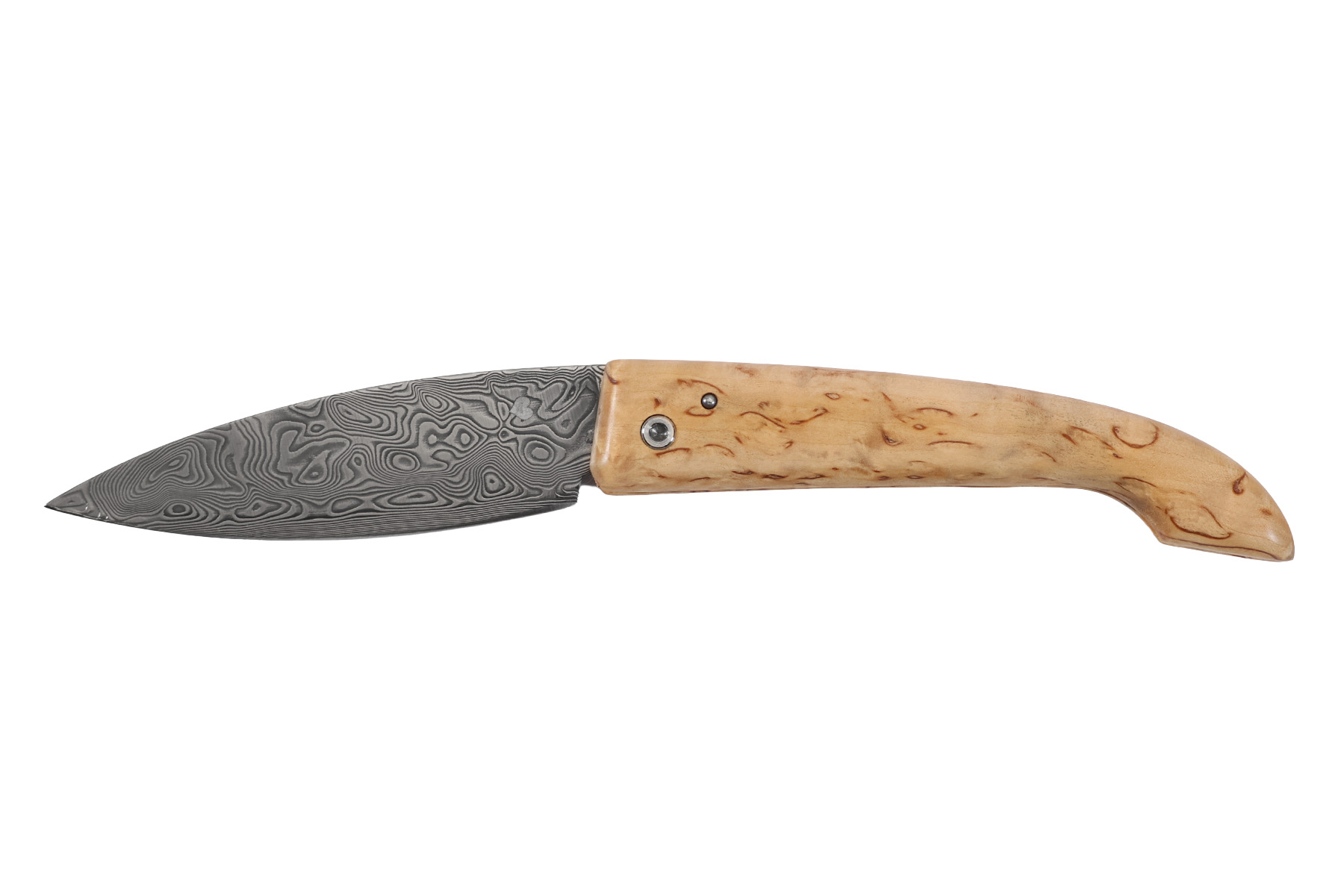 Couteau l'Ariégeois Bouleau Damasteel par la coutellerie Savignac