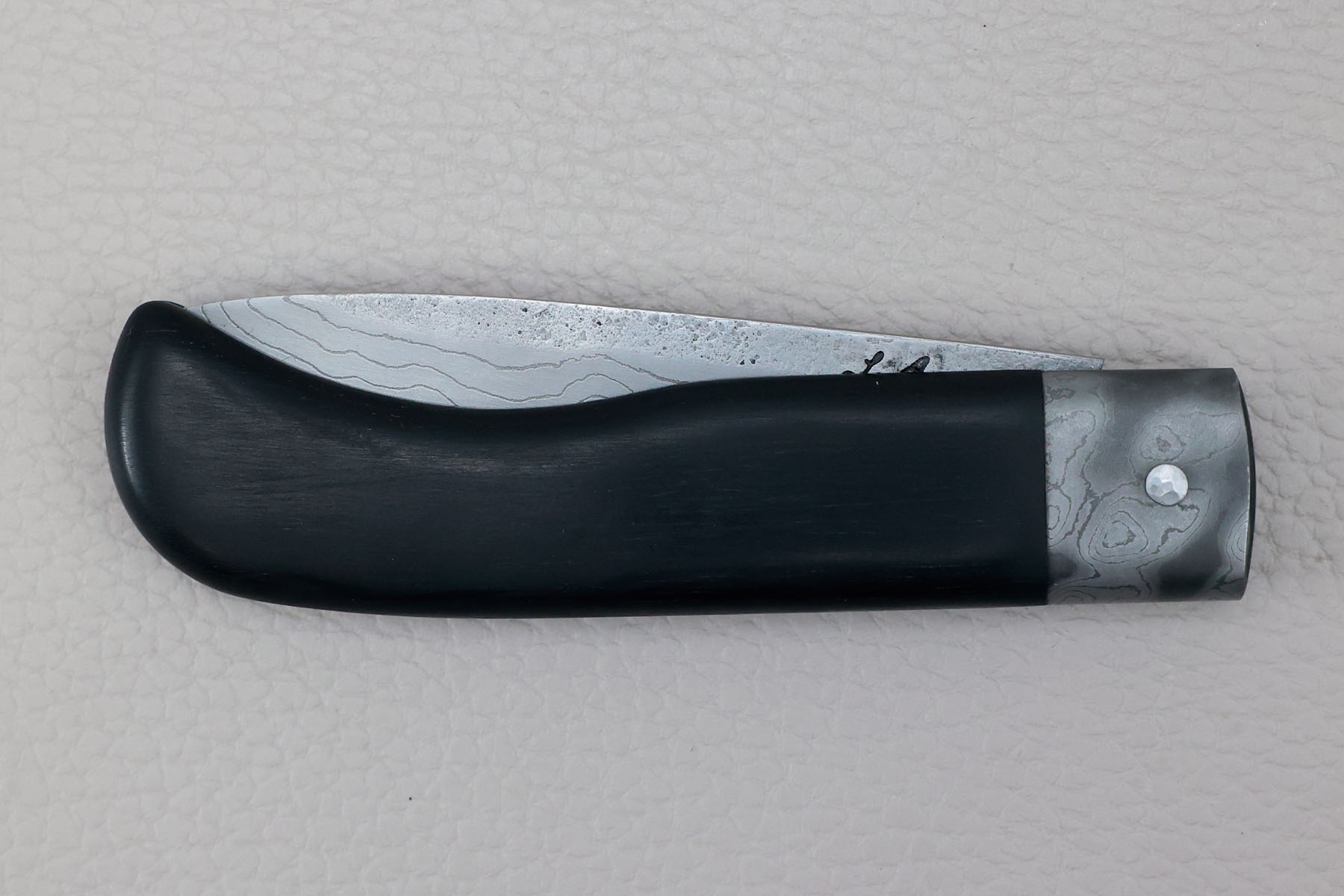Couteau pliant artisanal de Frédéric Maschio "Le Bugiste" Damas - ébène