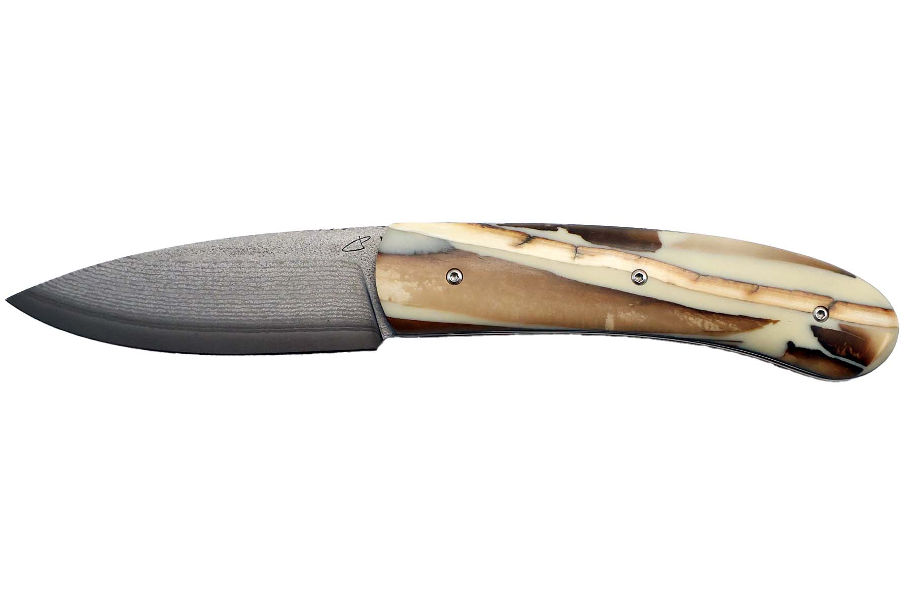 Couteau pliant de Sylvain Petit "Les couteaux du Mitou" modèle Saint Bo - fragment de Mammouth