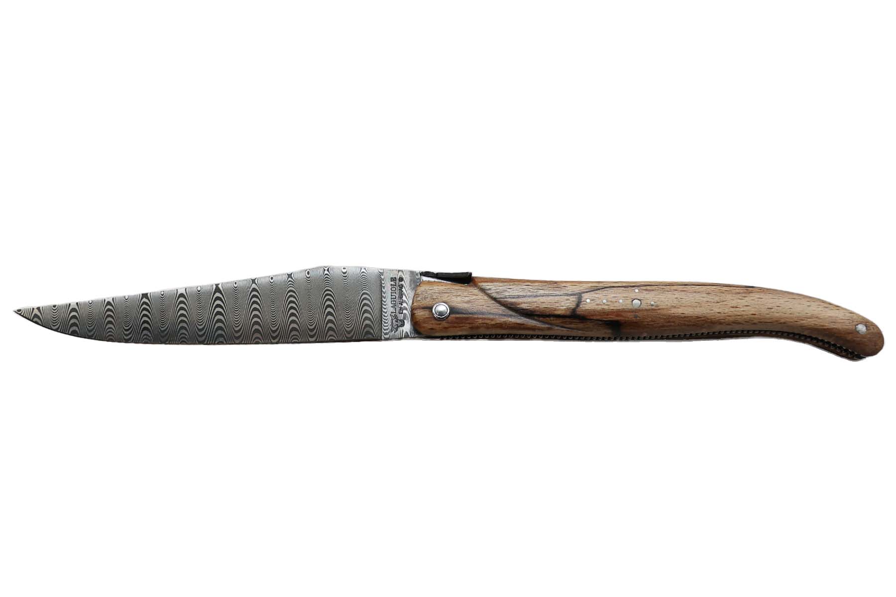 Couteau pliant Laguiole en Aubrac 12 cm - bois d'aubrac - Damas