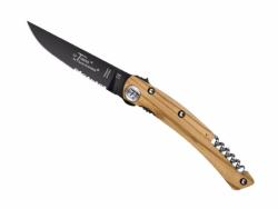 Couteau Le Thiers Design C. Dozorme 2 pièces, lame noire - manche 12,5 cm olivier