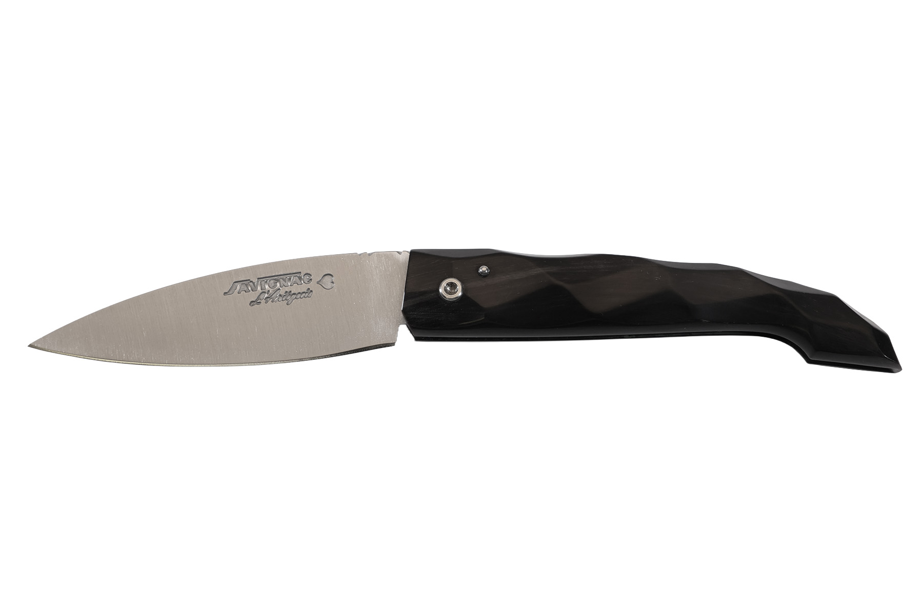 Couteau pliant l'Ariégeois Corne noire Facette par la coutellerie Savignac