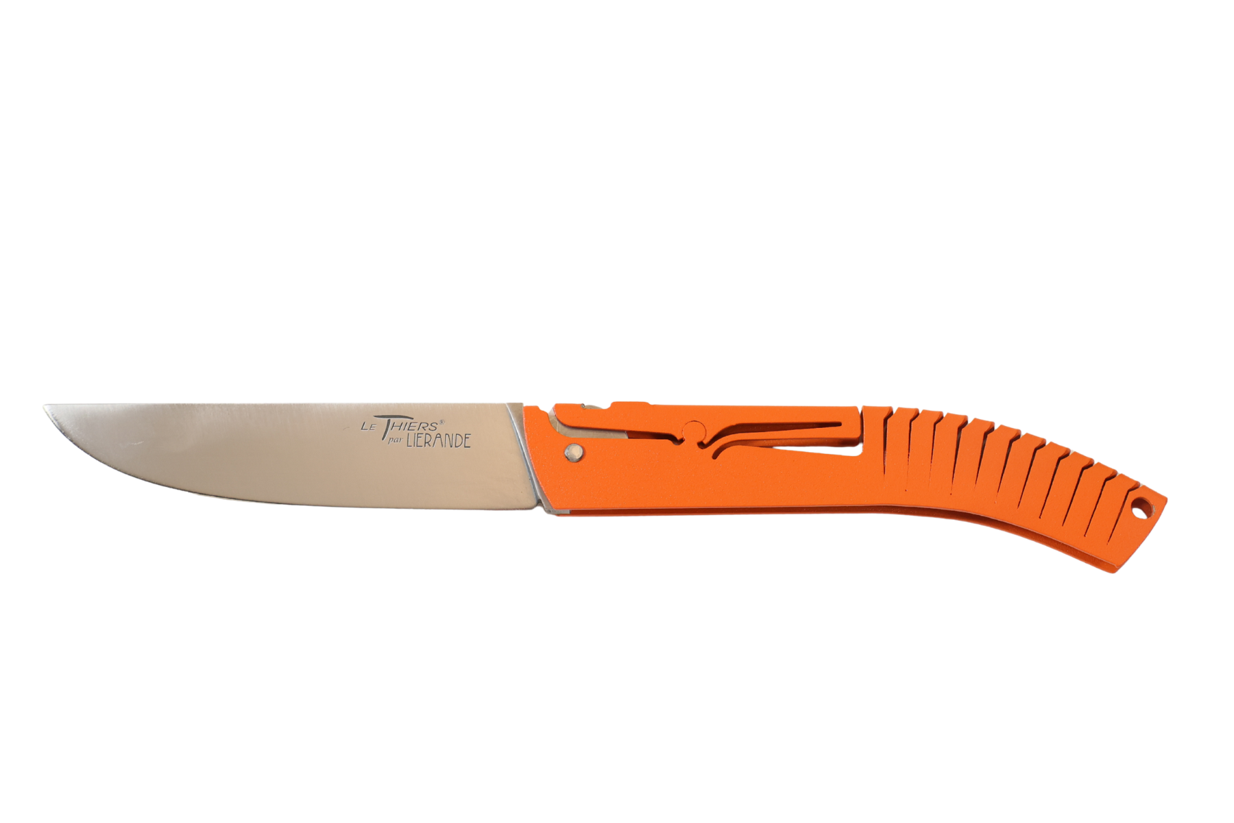 Couteau le Thiers par Liérande  - Lame carbone - manche résine époxy orange
