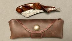 Couteau Le Phasme - Coutellerie Savignac Bois de fer Damasteel