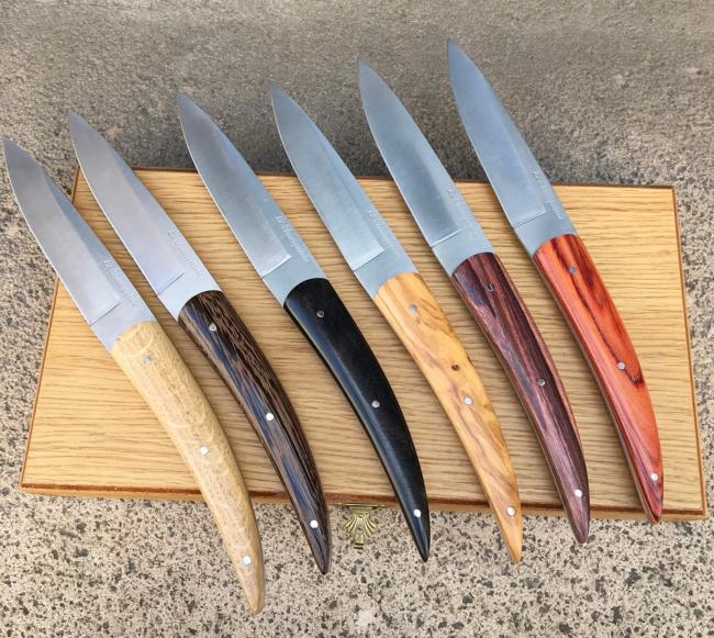 Coffret de 6 couteaux de table "Le Champenois" multis-bois