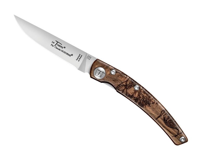 Couteau Le Thiers Animalis C. Dozorme - manche 12.5 cm manche noyer avec gravure bécasses