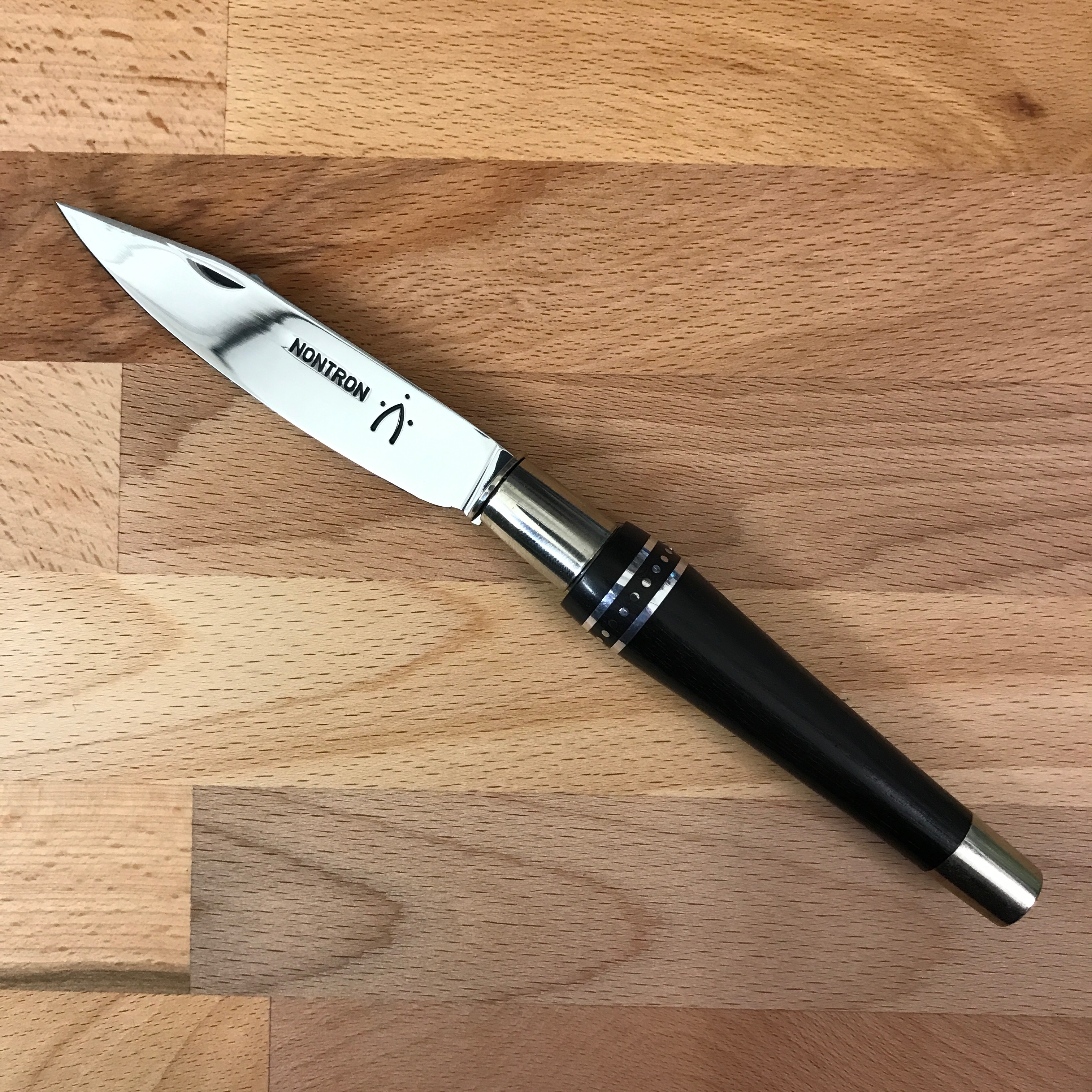 Couteau pliant NONTRON  N° 25 - manche double virole 11,5 cm ébène/aluminium