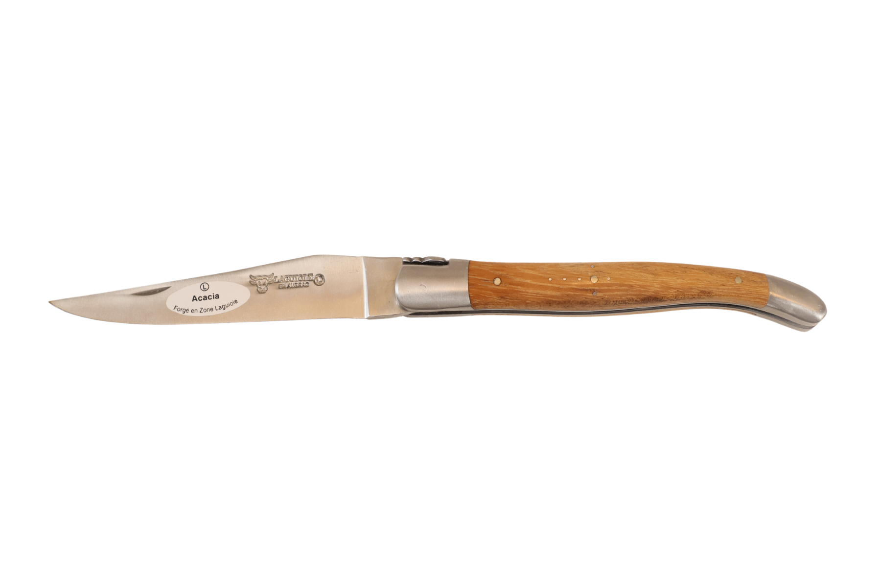Couteau Laguiole en Aubrac 12 cm - double mitres manche en Acacia - Ressort forgé