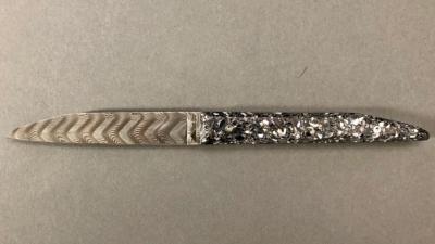 Couteau Le Terril Damasteel par Charles Canon - manche en coquilles de moules  Damasteel