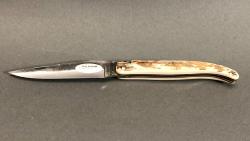 Couteau Laguiole en Aubrac 12 cm brut de forge croute d'ivoire de mammouth