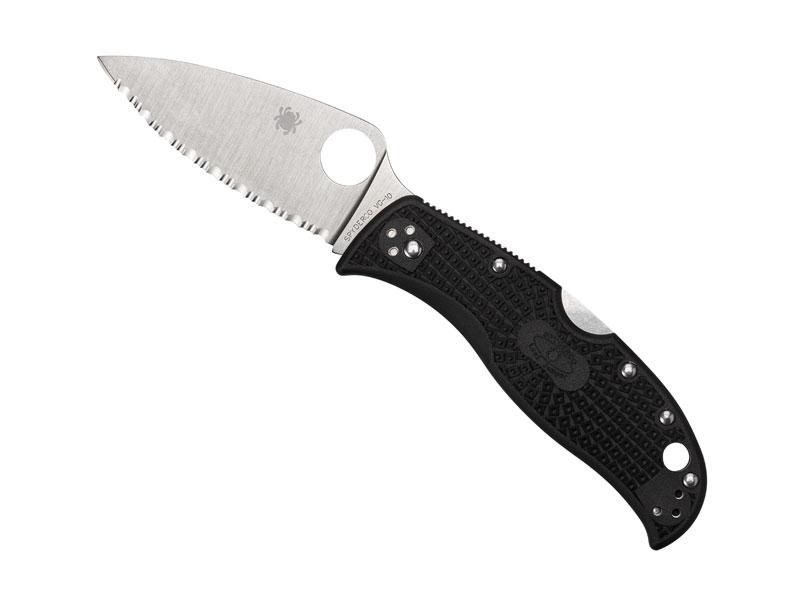 Couteau pliant Spyderco Leaf Jumper à dents - manche 11,5 cm nylon/fibre de verre noir