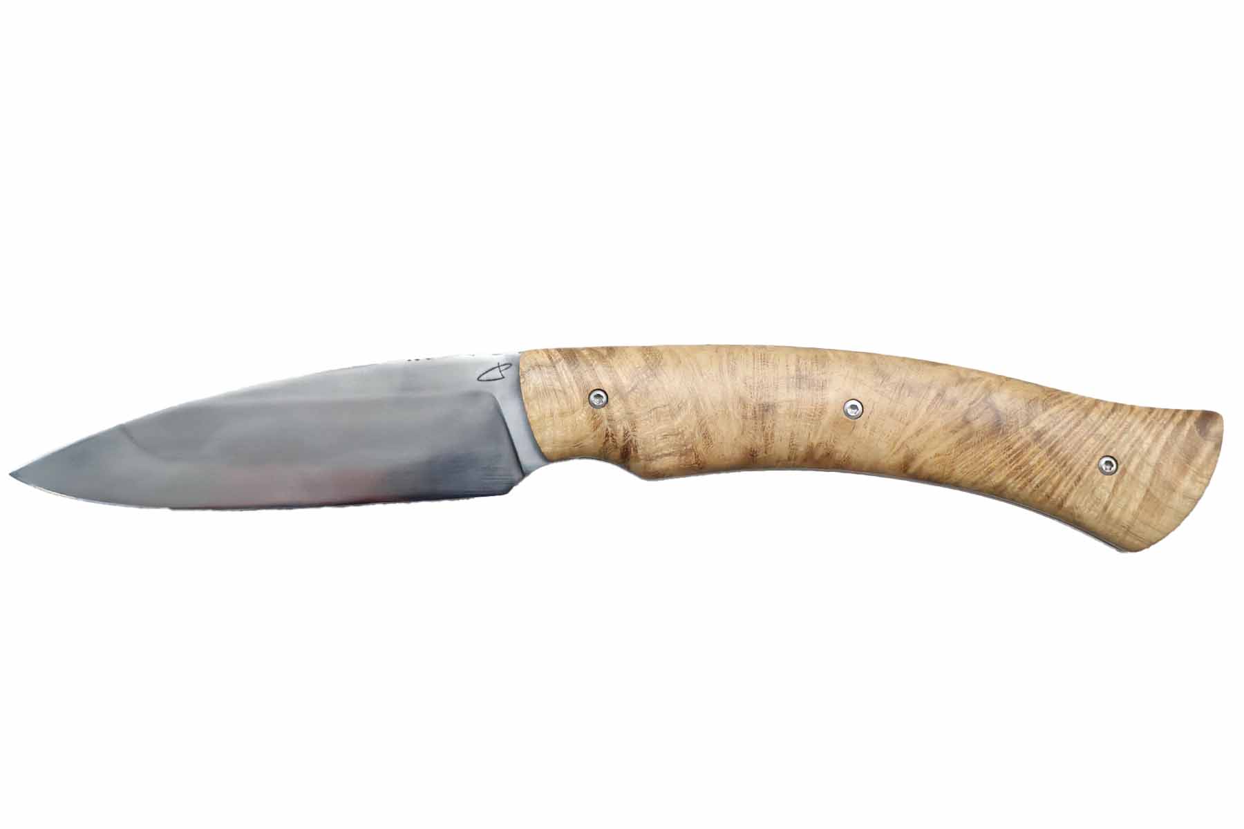 Couteau pliant de Sylvain Petit "Les couteaux du Mitou" modèle l'épisol  - Loupe de Robinier