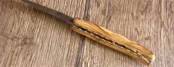 Couteau Les Forge de Laguiole,  plein manche en Olivier - damas