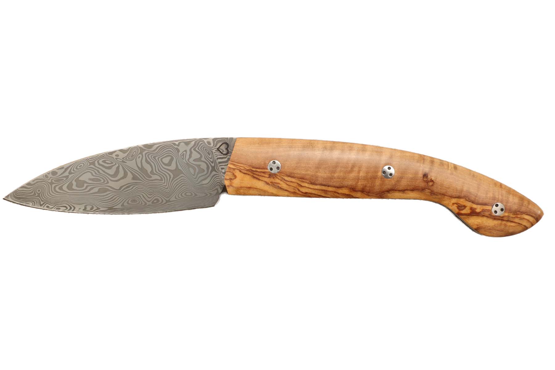 Couteau pliant l'ariégeois loupe-d'olivier damasteel par la coutellerie Savignac
