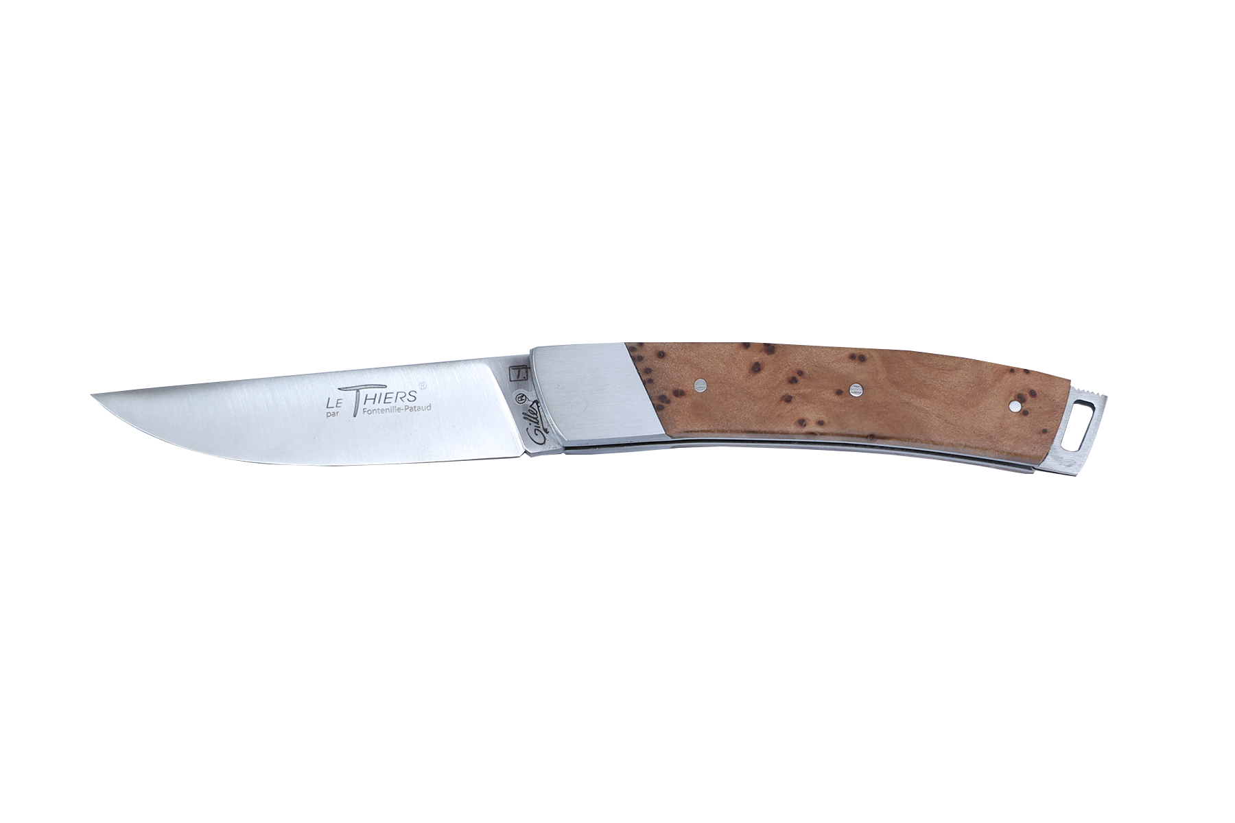 Couteau Le Thiers Pocket de Fontenille Pataud fait main - loupe de thuya