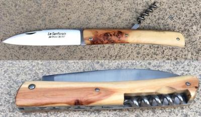 Couteau régional le Sanflorain de Bruno Coupat -genévrier - acier inox - avec tire-bouchon