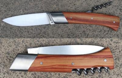 Couteau Régional Le Rhodanien - bois de rose et tire-bouchon