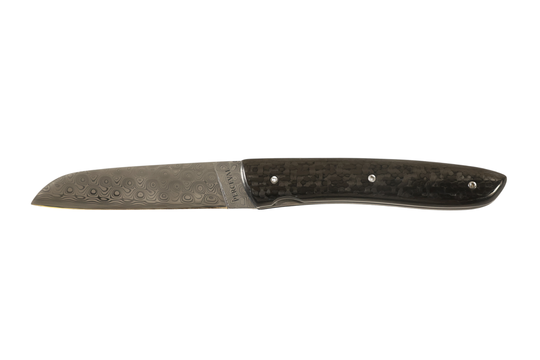 Couteau Perceval Le "L08" damasteel - Fibre de carbone