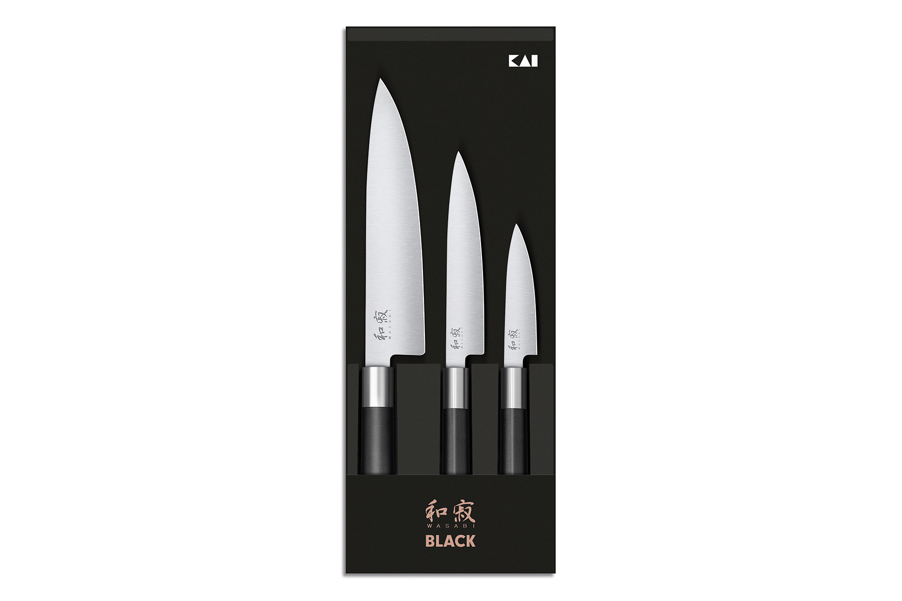 Coffret de 3 couteaux japonais Kai Wasabi Black - type européen