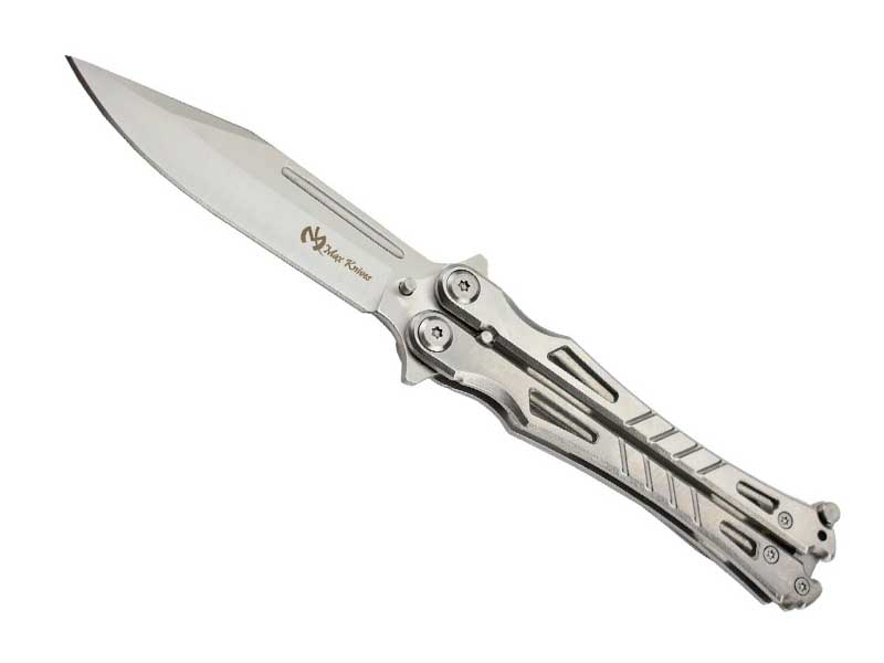 Couteau papillon Max Knives - manche 10.5 cm inox à trous