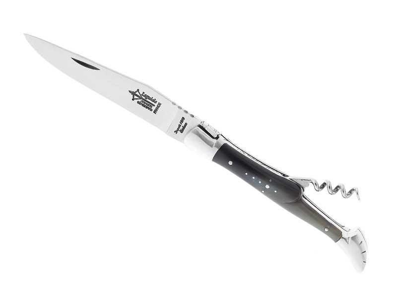 Couteau pliant Laguiole G.David 2 pièces mitres inox mat - manche 12 cm corne