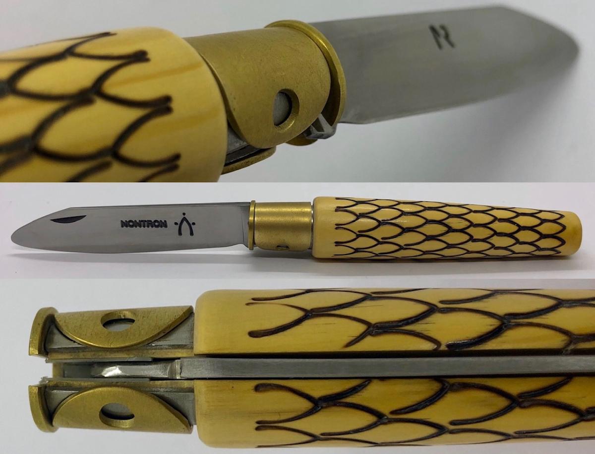 Couteau Nontron modèle Petit Duc avec plume buis 9 cm
