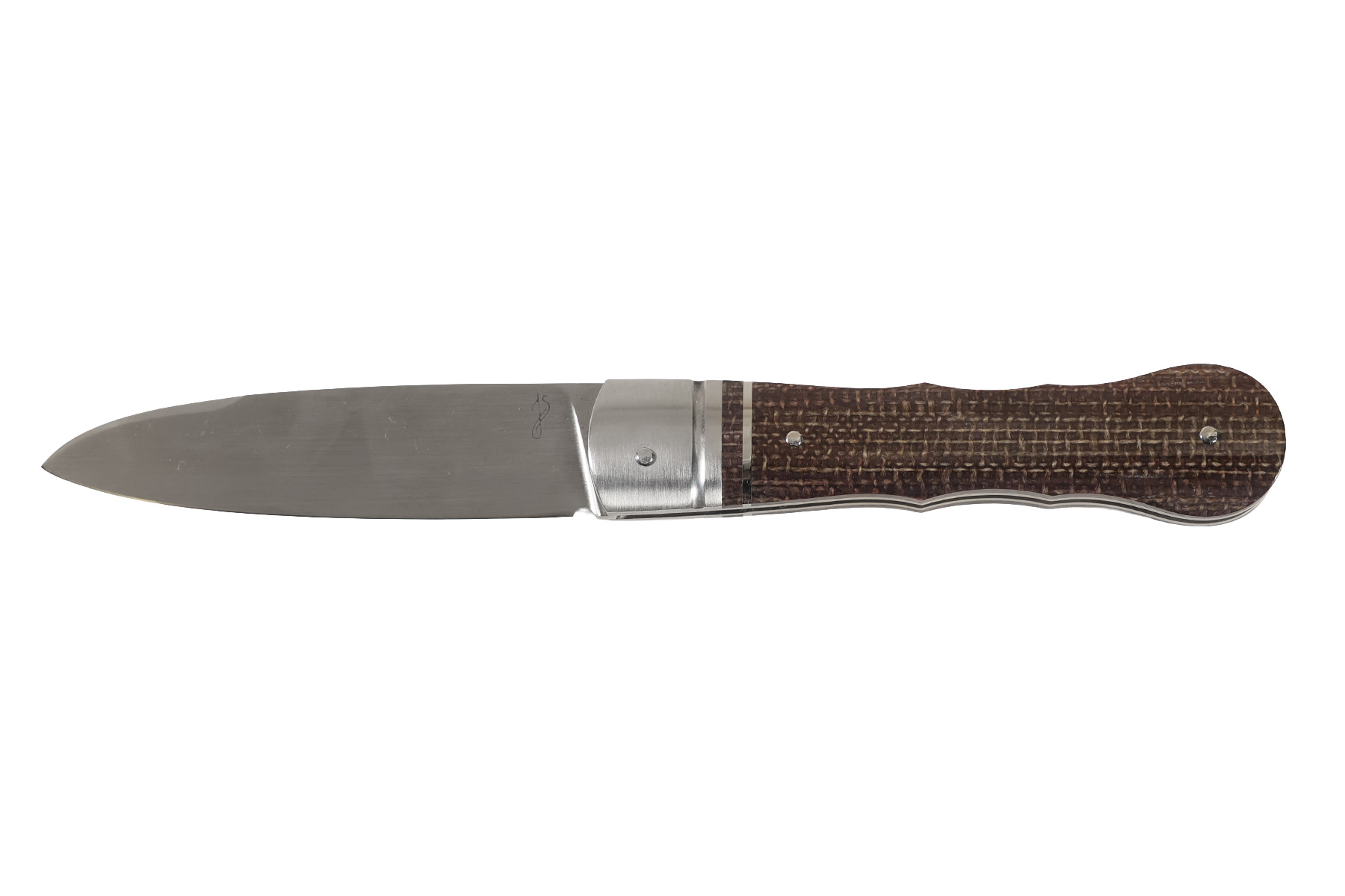 Couteau artisanal de Jérôme Symphorien modèle Le Violon - micarta toile de jute