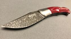 Couteau Böker "BOXER" damas design par Raphaël Durand - manche 10 cm micarta bordeaux