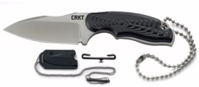 Couteau de cou CRKT Civet - lame 6 cm - manche nylon/fibre de verre noir