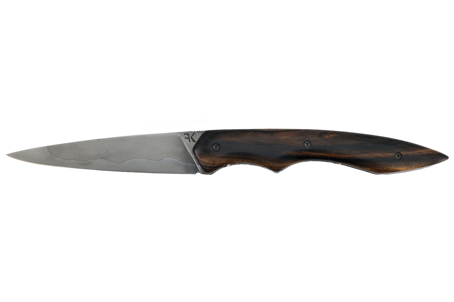 Couteau pliant artisanal Nicolas Kowal coutellerie Forge de K - modèle Harfang ébène royal