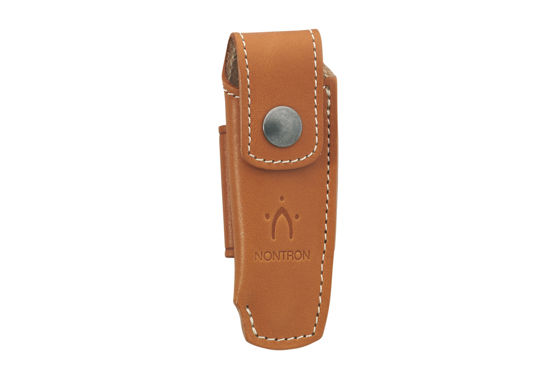 Étui couteau de poche Nontron N°22 cuir fauve 10.5 cm