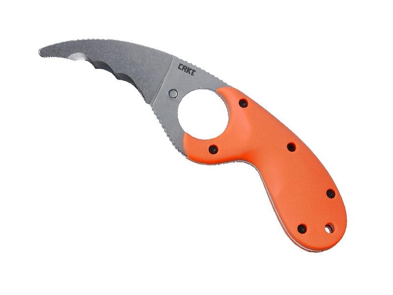 Poignard CRKT Bear Claw - lame Wharmcliffe à dents 6 cm - manche nylon/fibre de verre orange