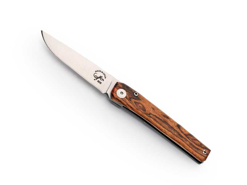 Couteau Salamandra - manche 9 cm bocote au recto et inox gris au verso