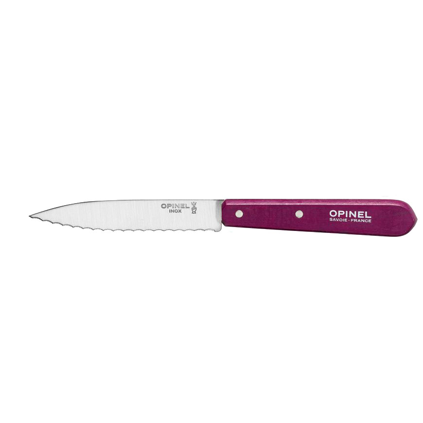 Couteau d'office denté OPINEL n°113 - Manche aubergine