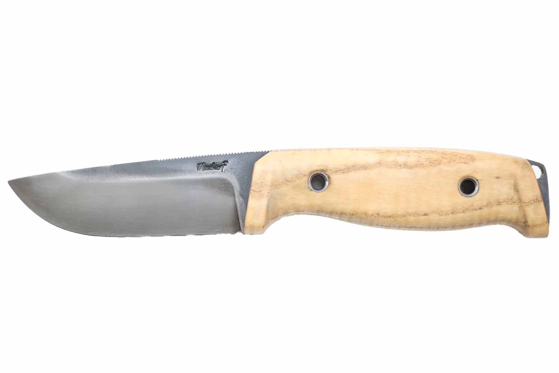 Couteau fixe artisanal Frédéric Maschio - L'Oliferne - Frêne ondé