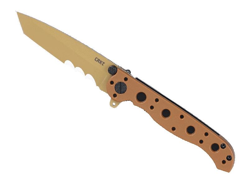 Couteau pliant CRKT M16-10DZ lame semi-dentée - manche 10 cm nylon/fibre de verre camo desert