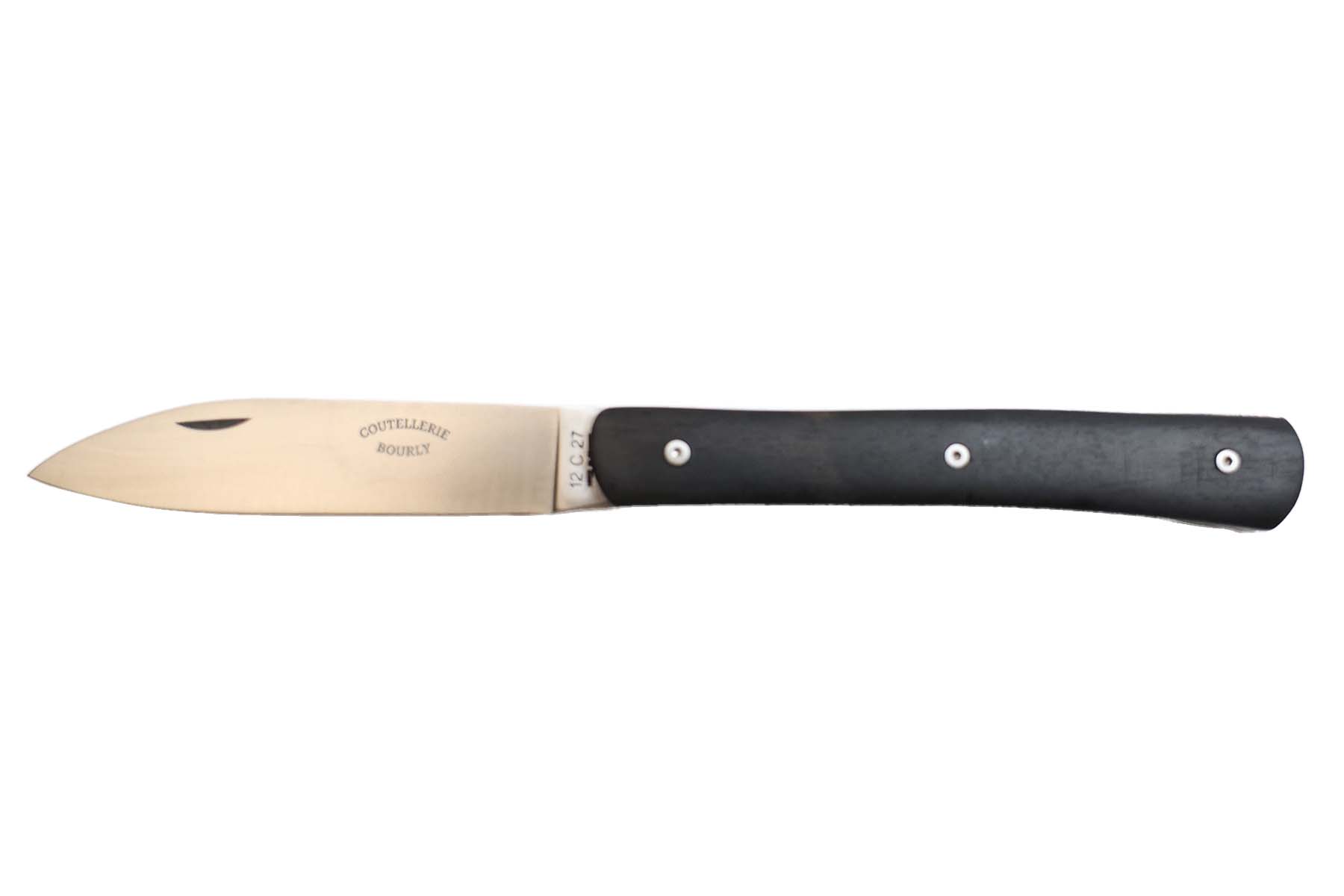 Couteau pliant modèle "Zen" par la Coutellerie Bourly - Ébène- 12C27